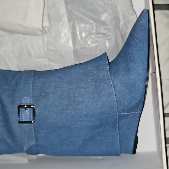 NIB SCHUTZ JORIAN UP CASUAL NAPPA & DENIM BOOT BLUE SUMMER JEANS NAPPA & DENIM - Picture 6 of 6